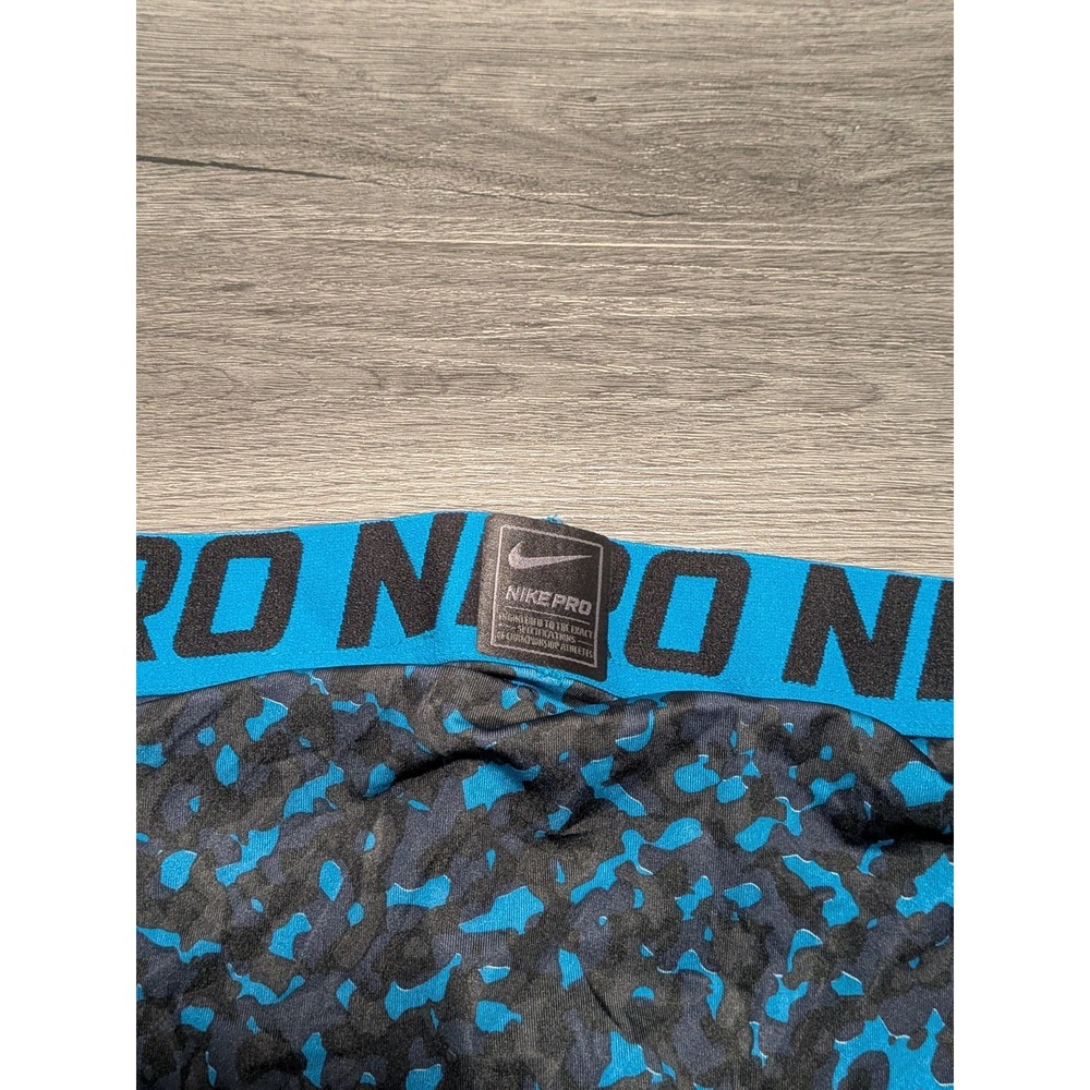 Nike Pro Men's Blue Black Camouflage Elastic‎ Waist Pant Size Small - Picture 4 of 5